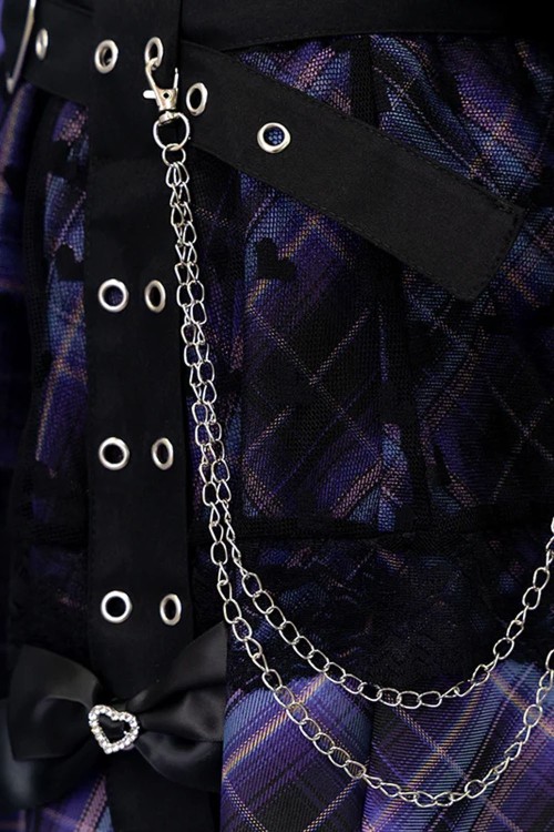 Falda de Tartán Love Punk en Negro x Lila - ACDC RAG