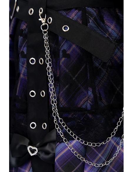 Love Punk Tartan Skirt in Black x Purple- ACDC RAG
