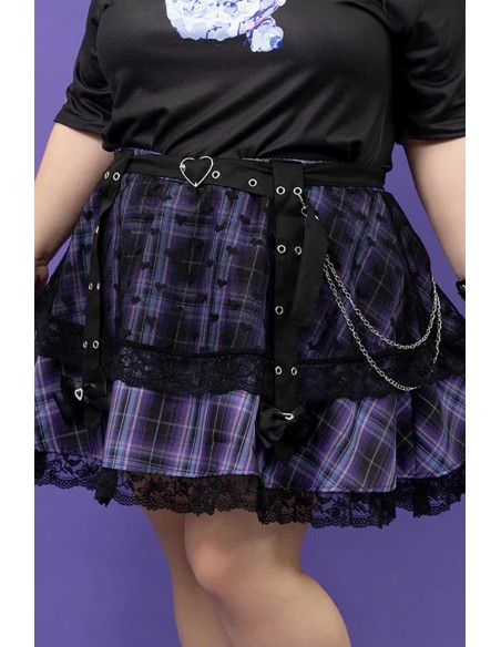 Falda de Tartán Love Punk en Negro x Lila (Plus Size) - ACDC RAG