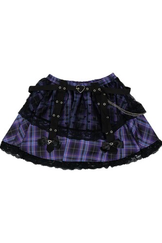 Falda de Tartán Love Punk en Negro x Lila (Plus Size) - ACDC RAG 2