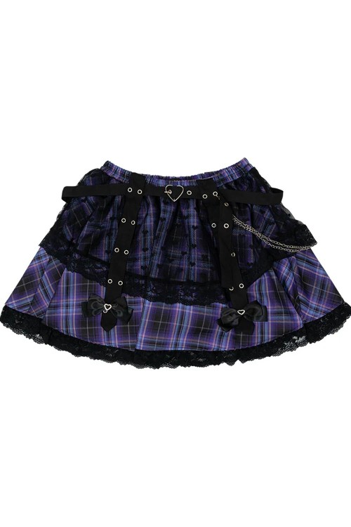 Falda de Tartán Love Punk en Negro x Lila (Plus Size) - ACDC RAG