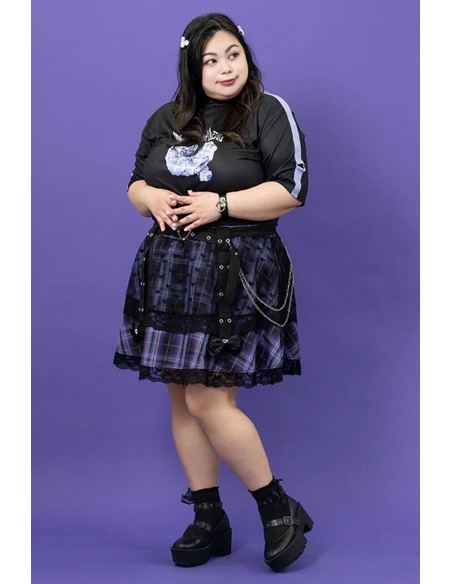 Falda de Tartán Love Punk en Negro x Lila (Plus Size) - ACDC RAG