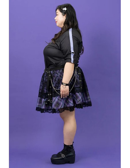 Falda de Tartán Love Punk en Negro x Lila (Plus Size) - ACDC RAG