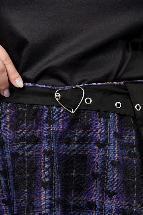 Love Punk Tartan Skirt in Black x Purple (Plus Size) - ACDC RAG