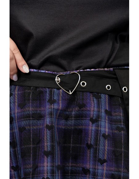 Love Punk Tartan Skirt in Black x Purple (Plus Size) - ACDC RAG