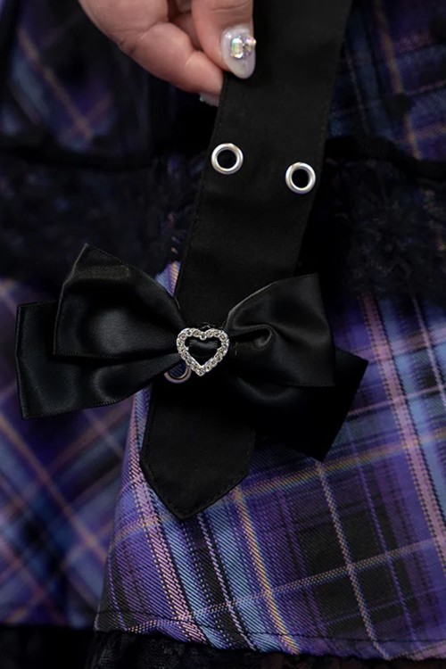 Love Punk Tartan Skirt in Black x Purple (Plus Size) - ACDC RAG