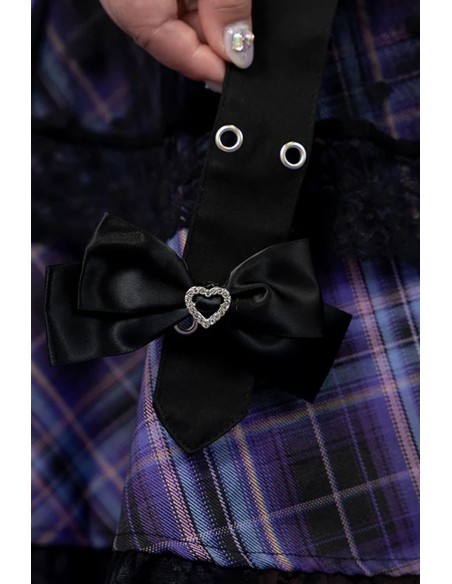 Love Punk Tartan Skirt in Black x Purple (Plus Size) - ACDC RAG