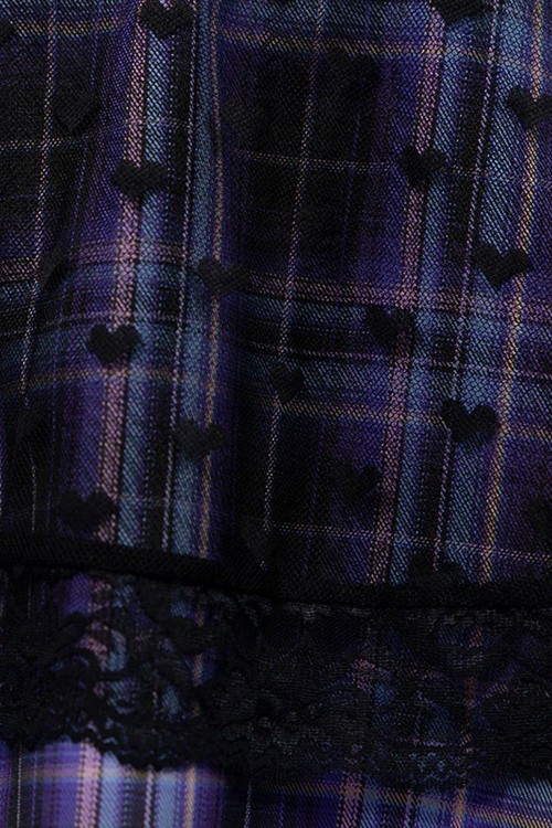 Love Punk Tartan Skirt in Black x Purple (Plus Size) - ACDC RAG