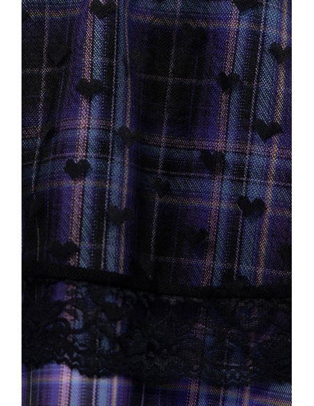 Love Punk Tartan Skirt in Black x Purple (Plus Size) - ACDC RAG