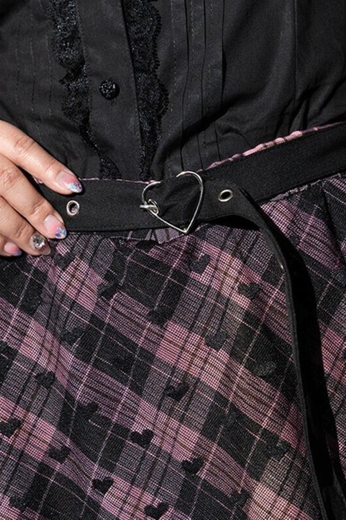 Love Punk Tartan Skirt in Black x Pink (Plus Size) - ACDC RAG