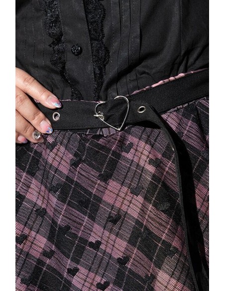 Falda de Tartán Love Punk en Negro x Rosa (Plus Size) - ACDC RAG