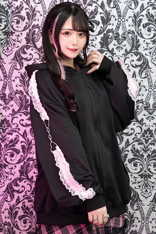 Love Punk Jacket in Black x Pink - ACDC Rag