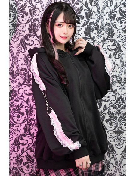 Love Punk Jacket in Black x Pink - ACDC Rag