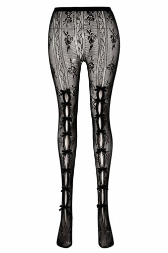 Medias Floral Lace Bows en Negro x Negro