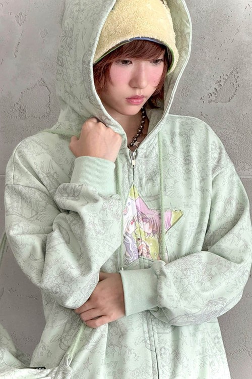 Sudadera con Capucha Star en Verde - Hashtag DDD x Oliwabiu