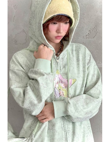 Sudadera con Capucha Star en Verde - Hashtag DDD x Oliwabiu