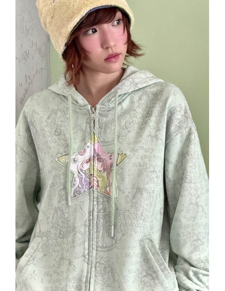 Sudadera con Capucha Star en Verde - Hashtag DDD x Oliwabiu