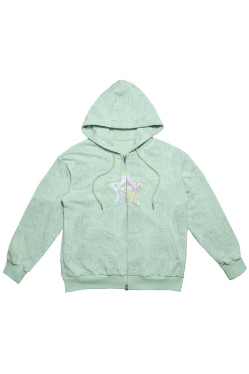 Sudadera con Capucha Star en Verde - Hashtag DDD x Oliwabiu
