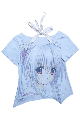 Blue Anime Girl Asymmetrical Top - Hashtag DDD 2