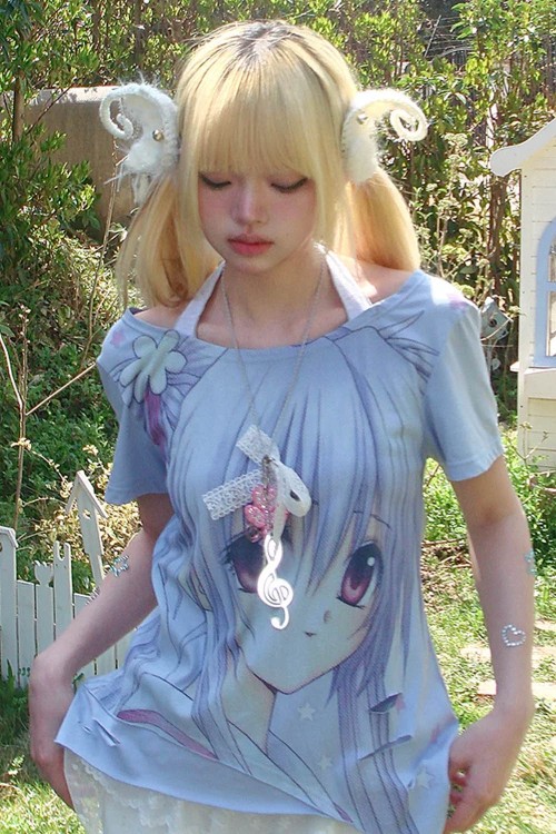 Blue Anime Girl Asymmetrical Top - Hashtag DDD