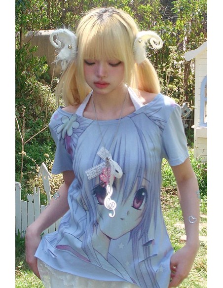 Blue Anime Girl Asymmetrical Top - Hashtag DDD