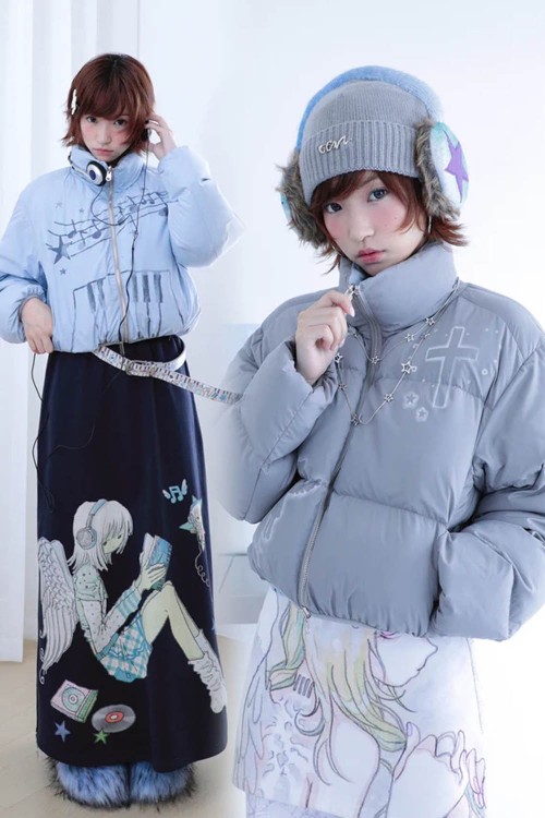 Abrigo Acolchado Reversible Azul Gris Wings & Notes- Hashtag DDD