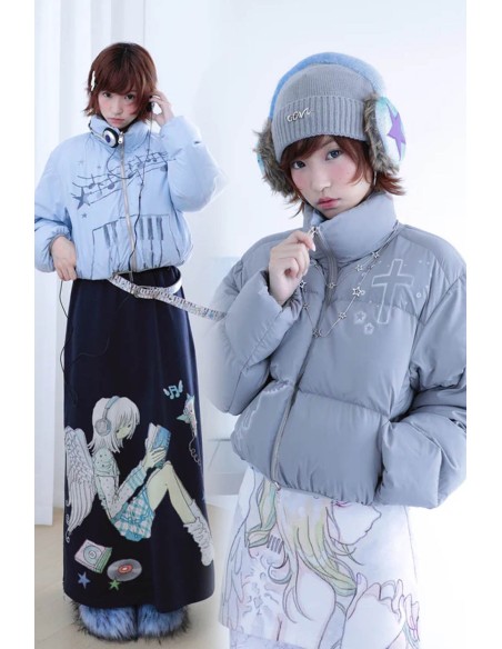 Abrigo Acolchado Reversible Azul Gris Wings & Notes- Hashtag DDD