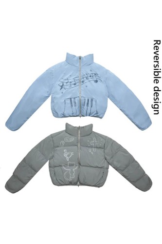 Abrigo Acolchado Reversible Azul Gris Wings & Notes- Hashtag DDD 2
