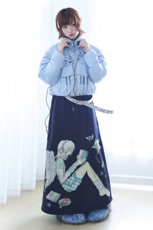 Wings & Notes Reversible Padded Coat Blue Grey - Hashtag DDD