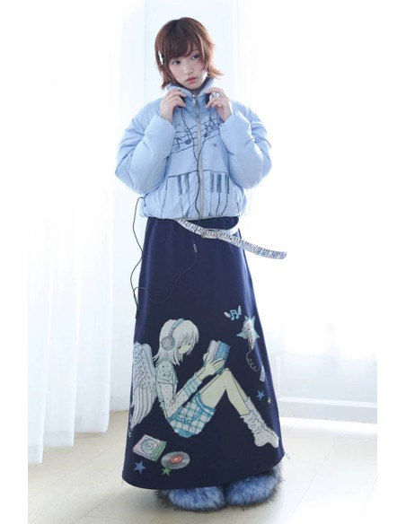 Wings & Notes Reversible Padded Coat Blue Grey - Hashtag DDD