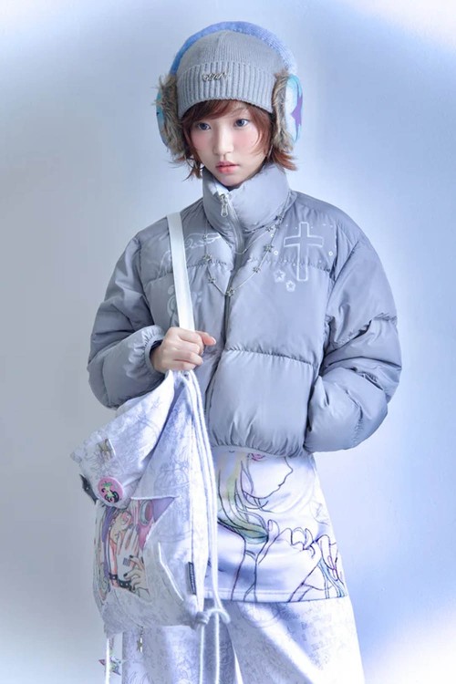 Abrigo Acolchado Reversible Azul Gris Wings & Notes- Hashtag DDD