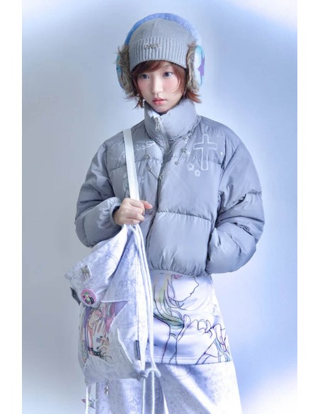 Abrigo Acolchado Reversible Azul Gris Wings & Notes- Hashtag DDD