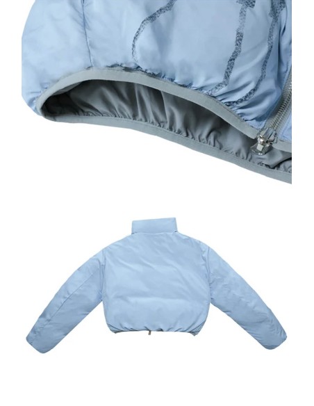 Wings & Notes Reversible Padded Coat Blue Grey - Hashtag DDD