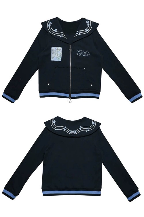Navy Blue Seifuku Jacket - Hashtag DDD x Oooctopus