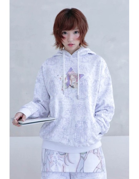 Star Hoodie in White - Hashtag DDD x Oliwabiu