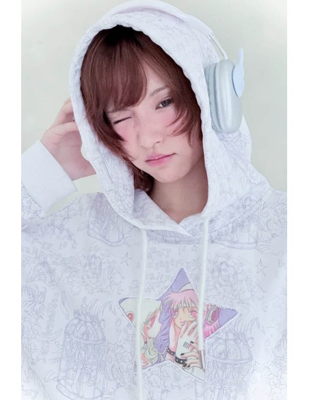 Star Hoodie in White - Hashtag DDD x Oliwabiu