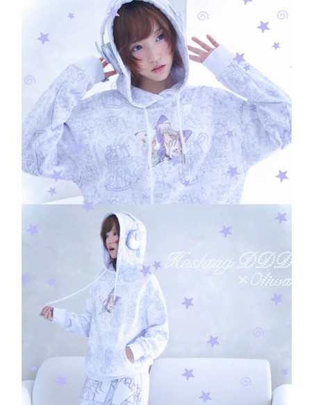 Star Hoodie in White - Hashtag DDD x Oliwabiu