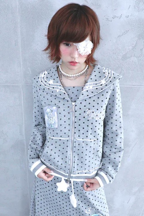 Seifuku Polka Dot Gray Jacket - Hashtag DDD x Oooctopus
