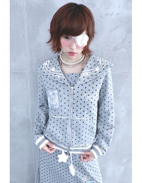 Seifuku Polka Dot Gray Jacket - Hashtag DDD x Oooctopus