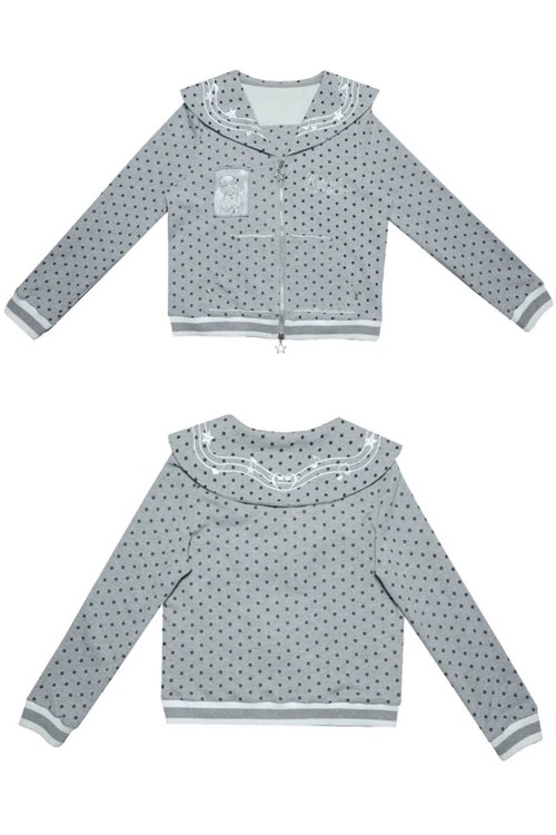 Chaqueta Seifuku Polka Dot Gris - Hashtag DDD x Oooctopus