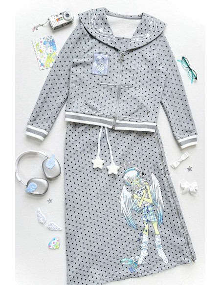 Seifuku Polka Dot Gray Jacket - Hashtag DDD x Oooctopus
