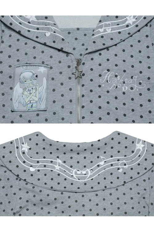 Chaqueta Seifuku Polka Dot Gris - Hashtag DDD x Oooctopus