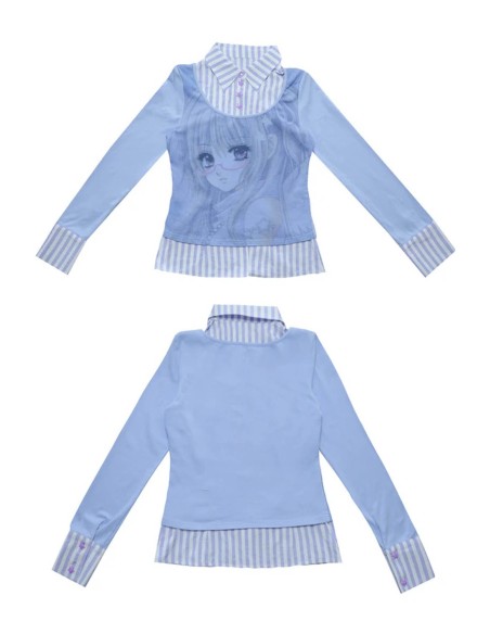 Top Blouse Blue Anime Girl - Hashtag DDD