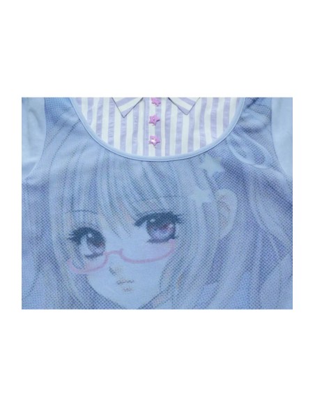 Top Blouse Blue Anime Girl - Hashtag DDD