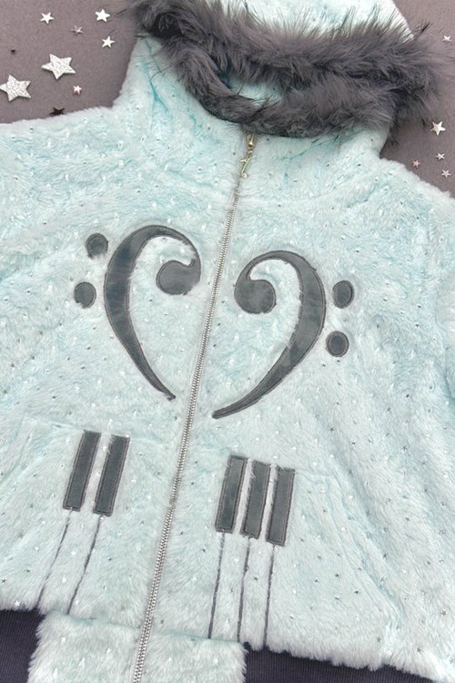 Piano & Stars Fur Coat Pastel Blue - Hashtag DDD