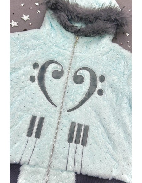 Abrigo Piano & Stars Fur Azul Pastel - Hashtag DDD