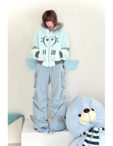 Abrigo Piano & Stars Fur Azul Pastel - Hashtag DDD