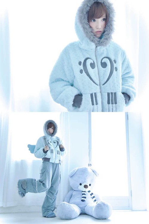 Piano & Stars Fur Coat Pastel Blue - Hashtag DDD