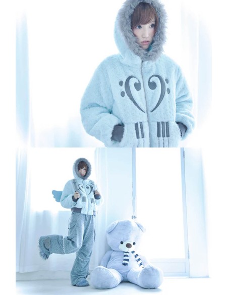 Piano & Stars Fur Coat Pastel Blue - Hashtag DDD
