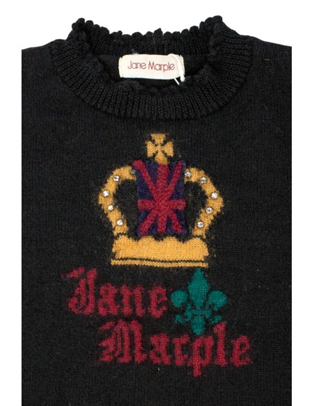 [Second Hand] Crown Logo Knit Jumper in Black - Jane Marple